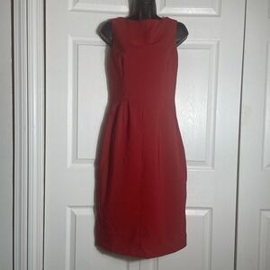 Bettie Page Wiggle Dress Women L Red Retro Pin Up Style Decorative Button Detail